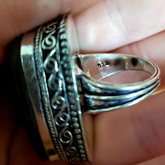 New Huge Dichroic Glass 925 Silver Ring. - Picture 8 of 9